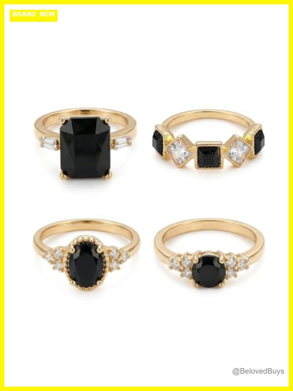 4 Pack Stacking Rings Zinc Metal Vintage Goth Statement Jewelry Bands